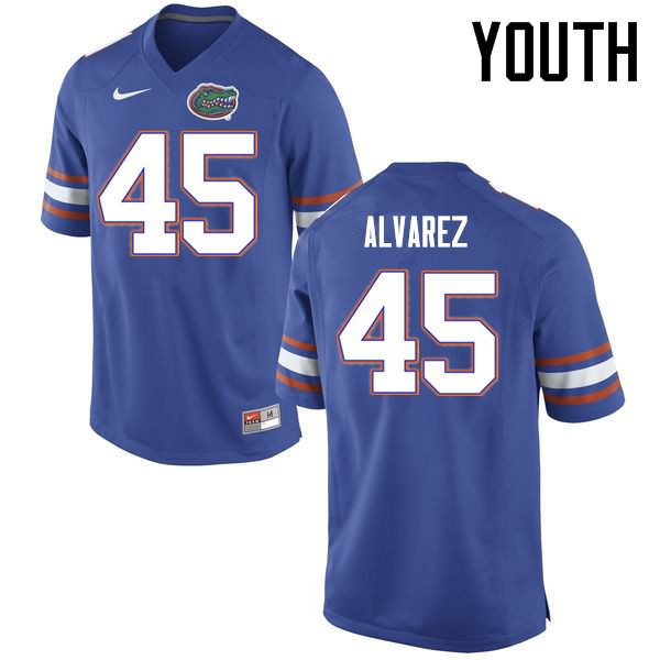 Youth NCAA Florida Gators Carlos Alvarez #45 Stitched Authentic Nike Blue College Football Jersey ZVI6765KK